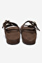Men's Double-Strap Buckle Slippers Real Suede Leather Zy 4206 Suede Brown - 5