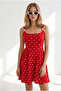 Women's Red Strap Bowknot Side Zipper Polka Dot Mini Dress Elb-19002680 - 4