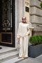 Women's Side Buckle Brooch Detail Suit Cream - 2