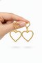 Double Heart Detailed Dangle Yellow Color Brass Women's Earrings - 4