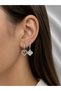 Shine Jewellery Silver Color Hoop Earring Set with Zircon Stone Heart and Clover Figures - 3