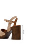 Women's Beige Ankle Buckle Thick Heeled Suede Sandals 26Sfe466010 - 4