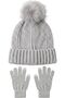 Women's Winter Beanie Hat and Gloves Set, Cable Knit, Pom Pom Beanie with Touchscreen Gloves, Fleece Lined, Winter Gift