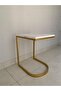 Luxury C-Shaped Marble Side Table – Elegant White & Gold Accent Table for Living Room, Bedroom & Office - 2