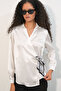 Women's Double-Breasted Satin Shirt 1510 - White - 2