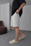 Men's Gray Lightweight Casual Linen Muslin Shorts with Double Hem and Back Pockets - 3