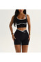 Halter Neck Crop & V-Cut High Waist Shorts Set
