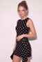 Women's Crew Neck Sleeveless Polka Dot Mini Dress with Buckle Detail - 3