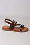 Seç C501 Genuine Leather Flip Flops Women's Sandals Dark Brown - 5
