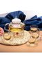 Glass Tea Set - Borosilicate Glass Teapot with Heart Shape Warmer and 4pcs 100ml Cups with Saucers - 2