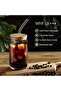 Glass Cups with Bamboo Lids and Straws,16OZ Ice Coffee Cup, Beer Can Shaped Drinking Glasses Set of 2 - 2