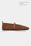 Belinda Tan Suede Leather Studded Buckle Detail Flat Sole Women's Ballerinas - 2