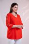 Women's Plus Size V-Neck Blouse with Sleeve Detail - 6