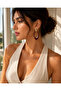 Burgundy Gold Detailed Oval Dangle Earrings Stylish and Modern Women's Earring Model