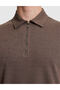 Dark Brown Slim Fit Zippered Polo Collar T-Shirt 50321152-Vr084 - 7