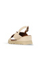 Beige Leather Women's Wedge Heeled Sandals - 5