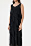 Black Italian Layered Lined Zero Sleeve Silk Dress 38 - 42 Size - 4
