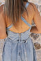Light Blue Midi Length Strappy Denim Dress - 5