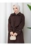 Windbreaker and Button Detailed Hijab Trench Coat Rc3140 - 8