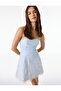 Cotton Slim Fit Lace Detailed Strapless Denim Dress - 3