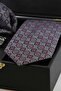 Black Men's Gift Box - Tie with Handkerchief, Cufflinks, Tie Clip Kmk223 - 3