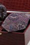 Burgundy Men's Gift Box - Tie with Handkerchief, Cufflinks, Tie Clip Kmk197 - 3