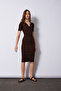 Polo Collar Short Sleeve Knitwear Dress Brown