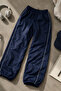 Unisex Navy Blue Parachute Pants with Stripe Detail - 3
