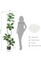 180CM Realistic Dual Stem Artificial Rubber Tree - Lifelike Faux Indoor Plant with Black Planter & White Stones - Tall Decorative Floor Plant for Living Room, Office, Home - 6