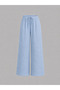 Baby Blue Shal Collar Short-Sleeved Crop Top and Wide-Leg Bottom Set - 4