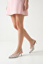 H01 Women's Polka Dot Pointed Toe Open Back Slingback Low-Cut Stylish Short 4 cm Heeled Shoes - 4