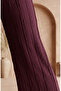 Elastic Waist Textured Knitted Trousers 0740-05 Purple - 4