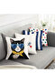 Double-Sided Suede Ciao and Cat Pattern with Glasses 4-Piece Throw Pillow Cover Set - Polka Dot and Striped Decorative Pillowcases - 3
