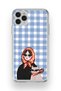 iPhone 11 Pro Compatible Transparent Phone Case with Shawl, Women and Cat Pattern