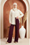 Elastic Waist Textured Knitted Trousers 0740-05 Purple