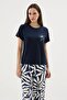 Women's Short Sleeve Wide Leg Navy Blue Pajama Set C8T7N512 - 2