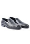 Genuine Leather Black Knitted Loafer Men's Shoes, Leather - K4499 - 2