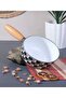 Bamboo Handle Checkered Pattern Enamel Sauce Pan, Frying Pan 16 cm - 2