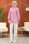 Pink Polka Dot Balloon Sleeve Chiffon Blouse - 3