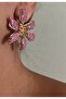Pink-Green Zircon Stone Daisy Flower Earrings - 3