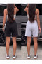 2-Piece Shorts for Women (Black-Grey) Basic Summer Shorts Set - Comfortable Fit Above the Knee Summer Product Anti-Sweat - 2