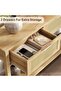 Boho Wooden Rattan Console Table 2 Drawers Open Shelf Slim Design Space Saving Perfect for Living Room, Hallway or Foyer, Natural Wood - 3