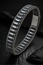 Men's Steel Bracelet with Natural Hematite Stone, Stainless 316 L Premium Bracelet with Special Magnetic Lock