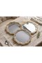 Steel Round Wave-Shaped 3-Piece Gold Framed Coffee Presentation Tray