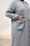 63009 Large Size Linen Cap with Snap Fasteners and Eyelet Detail - Gray - 2