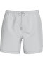 Men's Mid Waist Belt Drawstring Adjustable Grey Swim Shorts
