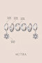 Silver Color Steel Zircon Stone Snowflake 6-Piece Hoop Earring Set - 4