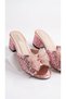 Girls' Slippers, Pink Color, Shiny, Fancy, Comfortable, Square-Heeled, Evening Dress Slippers - 6