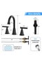 Bathroom Faucets for Sink 3 Hole, Matte Black Faucet for Bathroom Sink with Pop-up Drain & Supply Hoses, Two Handle Widespread Bathroom Sink Faucet for Basin Lavatory Vanity RV Farmhouse Sink - 6