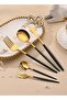 30-Piece Stainless Steel Cutlery Set Kitchen Utensil Set Western Tableware Suitable For Home Kitchen Restaurant Hotel Party Dining Picnic Dining Exquisite Packaging Gift Black/Gold - 4